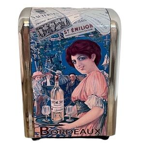 Editions Clouet France Retro Napkin Dispenser Holder  Bordeaux Wine